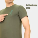 Olive Green Indian Army Logo T-Shirt with Velcro Name Slot - Image 4