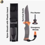 Premium Survival Fixed Blade Knife with Fire Starter & Emergency Whistle - Image 3