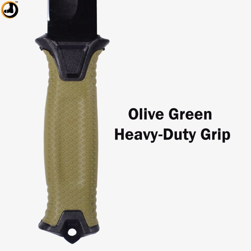 Olive Green Full-Tang Camping & Survival Knife (Fixed Blade) - Image 8
