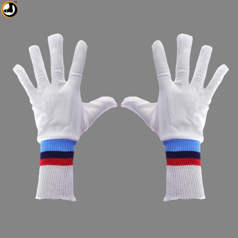 NCC Parade Gloves – White Cotton Gloves with Tricolour Cuff