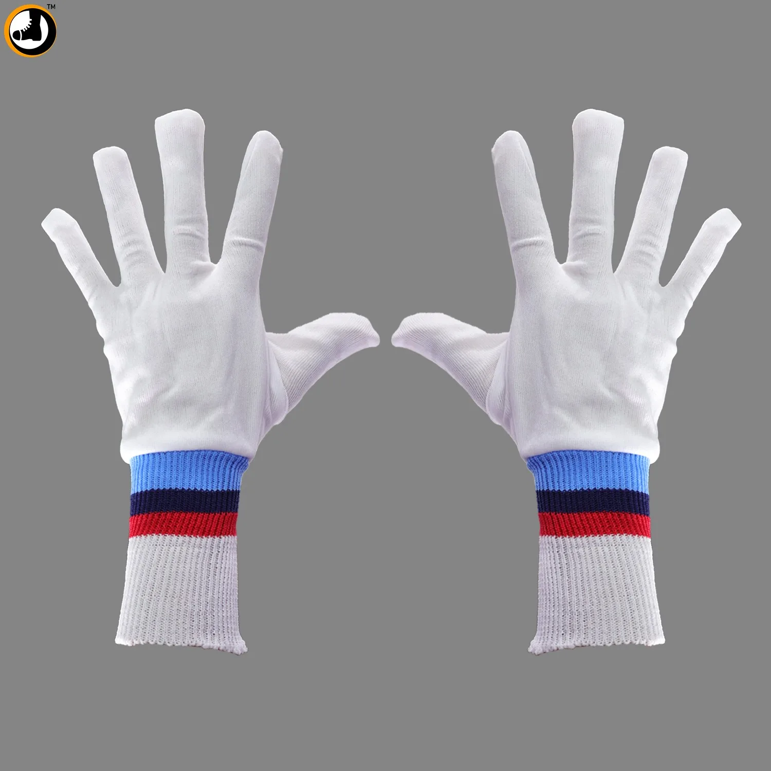 NCC Parade Gloves – White Cotton Gloves with Tricolour Cuff - Image 1