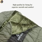 Camo Hill Olive Green Sleeping Bag with Fur Lining, Dual Zippers & Utility Pocket - Image 12
