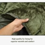 Camo Hill Olive Green Sleeping Bag with Fur Lining, Dual Zippers & Utility Pocket - Image 13