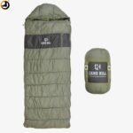 Camo Hill Olive Green Sleeping Bag with Fur Lining, Dual Zippers & Utility Pocket