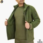 Camo Hill Olive Green Tactical Fleece 5 Zippers Jacket - Image 14
