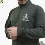 Indian Army Olive Green Sweatshirt – Cotton Blend Brushed Fleece - Image 2