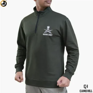 Indian Army Olive Green Sweatshirt – Cotton Blend Brushed Fleece
