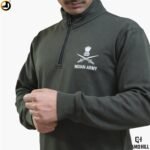 Indian Army Olive Green Sweatshirt – Cotton Blend Brushed Fleece - Image 3