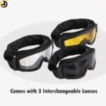 Tactical Military Goggles With 3 Interchangeable Lenses – Black - Image 9