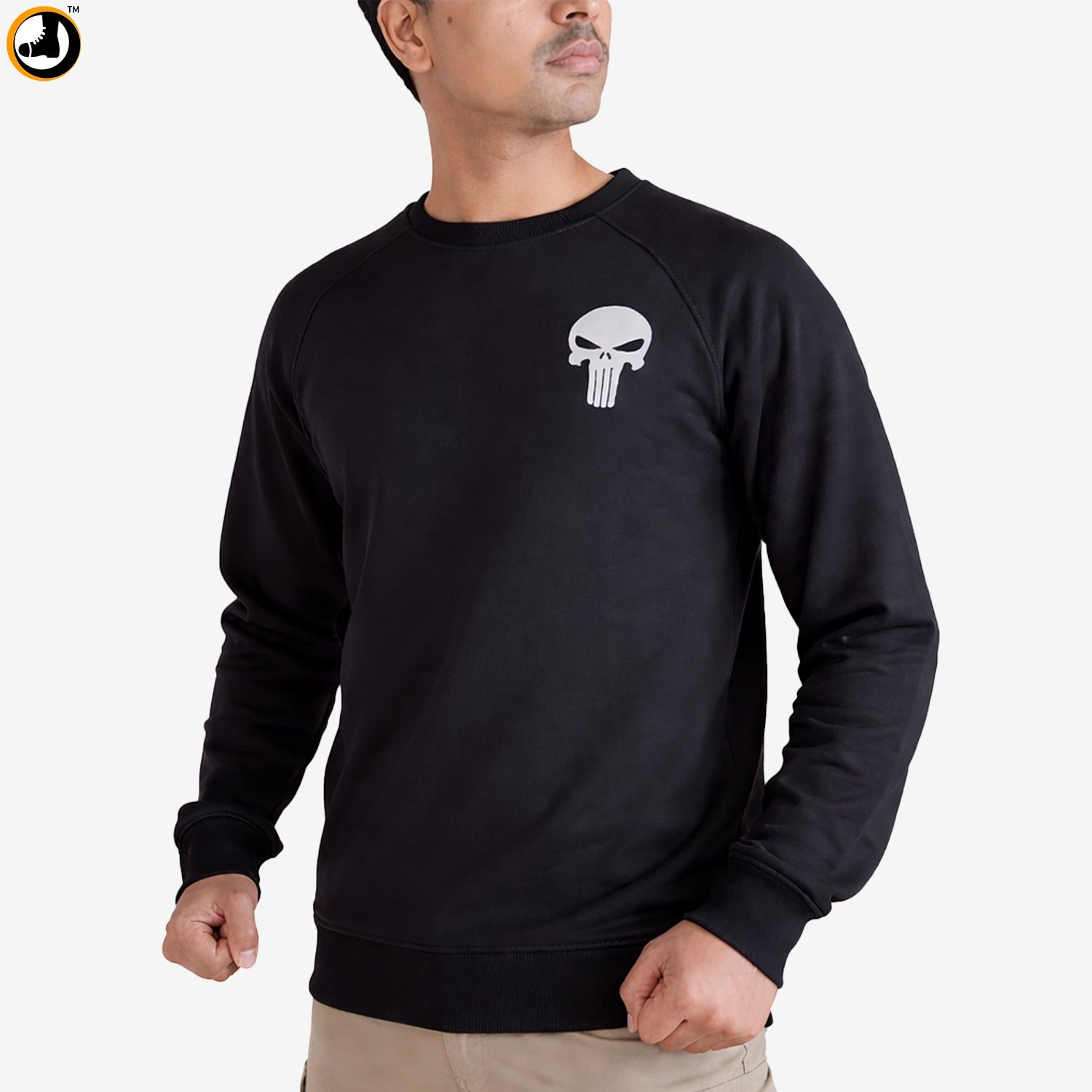 PUNISHER SWEATSHIRT ONLINE ARMY STORE 1 Black Punisher Sweatshirt – Cotton Blend Brushed Fleece - Image 1