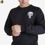 Black Punisher Sweatshirt – Cotton Blend Brushed Fleece - Image 3