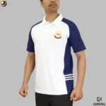 BSF Premium Polo T-Shirt White & Navy with Embroidery