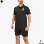 NSG Black T-Shirt & Half Pant Set with Embroidery