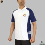 BSF Premium Polo T-Shirt White & Navy with Embroidery
