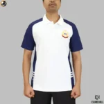 BSF Premium Polo T-Shirt White & Navy with Embroidery - Image 4