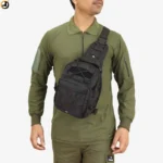 Black Tactical Sling Bag with Velcro Panel