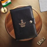 Diary with Indian Air Force Logo (Black Leather) (Size - 21cm X 15cm)