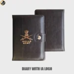 Diary with Indian Army Logo (Black Leather) (Size - 21cm X 15cm) - Image 2