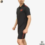 NSG SAG Polo T-Shirt & Shorts Set Black with Red Stripes | Premium Forces Training Combo