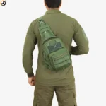 Olive Green Tactical Sling Bag with Velcro Panel - Image 3