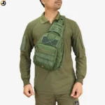 Olive Green Tactical Sling Bag with Velcro Panel