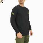 Black Commando Full Sleeve Embroidered T-Shirt