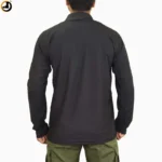 Black Tactical Full Sleeve Polo T-Shirt with Indian Flag & Velcro Panels - Image 3