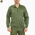 Olive Green Winter Tactical Sweatshirt with Indian Flag & Velcro Panels