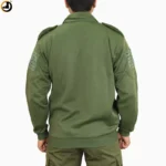 Olive Green Winter Tactical Sweatshirt with Indian Flag & Velcro Panels - Image 4