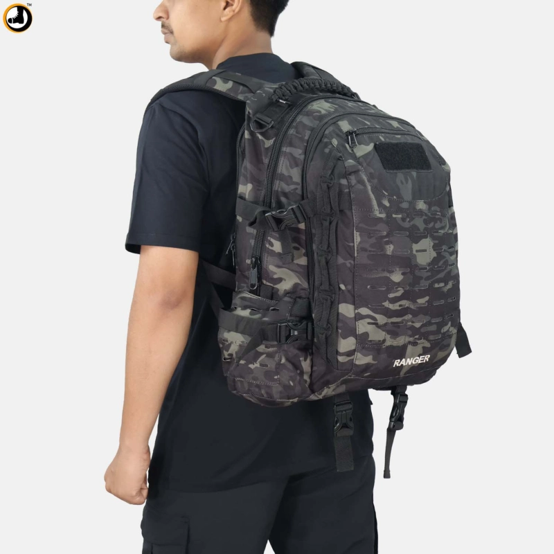 BLACK CAMO TACTICAL BAG 8_online army Store Ranger Black Multicam Tactical Backpack with Secure Rear Laptop Compartment - Image 1