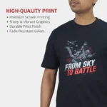 "From Sky to Battle" Military Inspired T-Shirt – Black - Image 5