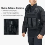 Premium Tactical Black Combat Vest with Quick-Release Buckles - Image 6