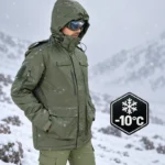 Camo Hill -10°C Tactical Winter Jacket with Detachable Hood – Olive Green - Image 7