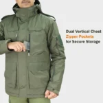 Camo Hill -10°C Tactical Winter Jacket with Detachable Hood – Olive Green - Image 13