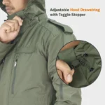 Camo Hill -10°C Tactical Winter Jacket with Detachable Hood – Olive Green - Image 17