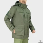Camo Hill -10°C Tactical Winter Jacket with Detachable Hood – Olive Green - Image 3